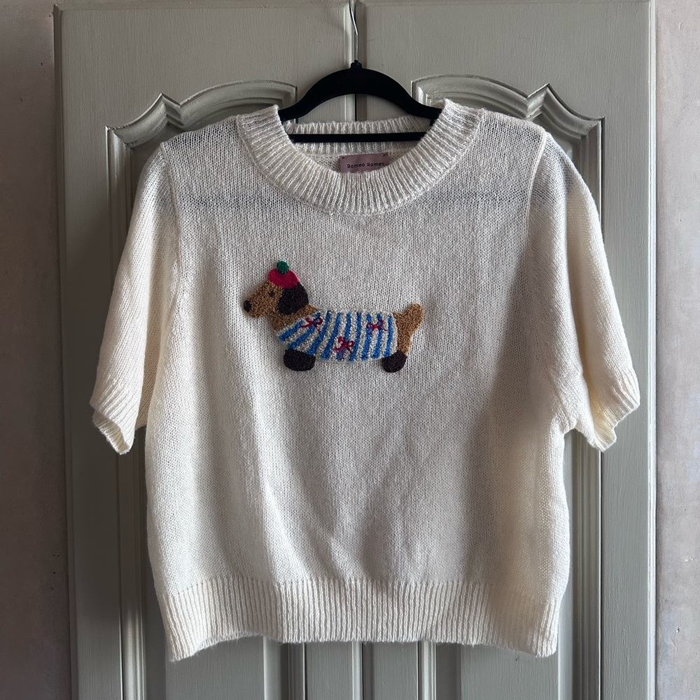 Romeo Romeo Cream Sweater with Dachshund Design